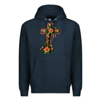 Navy Flower Cross Premium Hoodie - Jasminsmagicworld