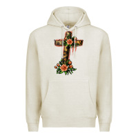 Oatmeal Heather Flower Cross Premium Hoodie - Jasminsmagicworld