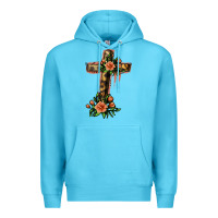 Ocean Blue Flower Cross Premium Hoodie - Jasminsmagicworld