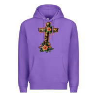 Purple Flower Cross Premium Hoodie - Jasminsmagicworld
