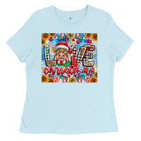 Baby Blue Love Christmas highland cow Ladies Tee - CowhideDigitalArt