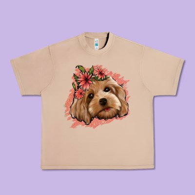 Cockapoo Floral Pink Glitter Urban Heavy Tee Designed By Jasminsmagicworld