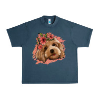 Midnight Navy cockapoo floral pink glitter Urban Heavy Tee - Jasminsmagicworld