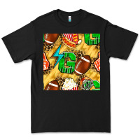 Black american football go with thunder and leopard  seamless pattern Premium Tee - BundleAndBundleShop