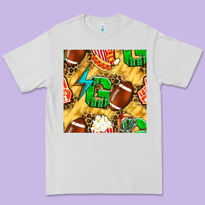 American Football Go With Thunder And Leopard  Seamless Pattern Premium Tee Designed By Bundleandbundleshop