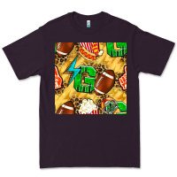 Plum american football go with thunder and leopard  seamless pattern Premium Tee - BundleAndBundleShop