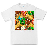 White american football go with thunder and leopard  seamless pattern Premium Tee - BundleAndBundleShop