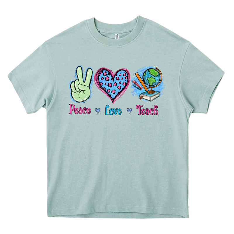 Peace Love Teach Heavy Core Tee by Jasminsmagicworld | Teevron