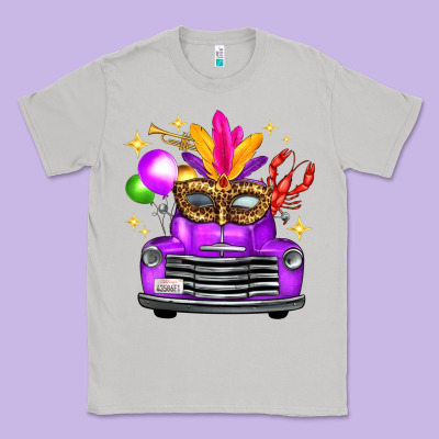 Mardi Gras Truck Leopard Mask Classic Tee Designed By Fadigitalartstudio