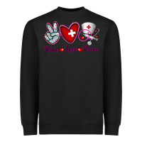 Black Peace Love Nurse Heavyweight Sweatshirt - RanaPortraitStore