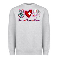 Heather Grey Peace Love Nurse Heavyweight Sweatshirt - RanaPortraitStore