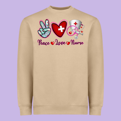 Peace Love Nurse Heavyweight Sweatshirt Designed By Ranaportraitstore