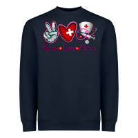 Navy Peace Love Nurse Heavyweight Sweatshirt - RanaPortraitStore