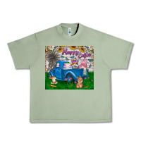 Oil Green happy easter truck Urban Heavy Tee - CowhideDigitalArt