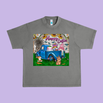 Happy Easter Truck Urban Heavy Tee Designed By Cowhidedigitalart