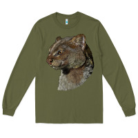 Army Green Jaguarundi Head Long Sleeve Tee - LillyAllenDesigns