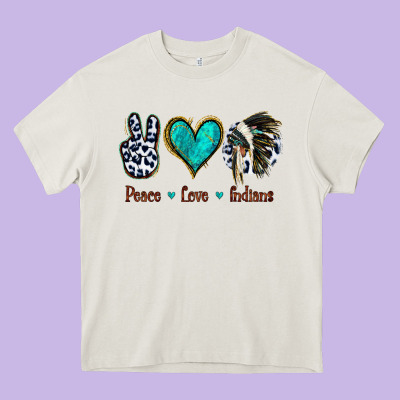 Peace Love Indians Heavy Core Tee Designed By Jasminsmagicworld