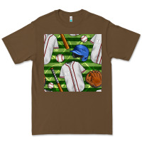 Cacao baseball uniform and field seamless pattern Premium Tee - BundleAndBundleShop