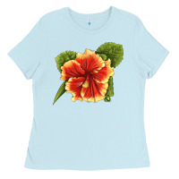 Baby Blue Hawaiian Hibiscus Flower Illustrations Ladies Tee - LillyAllenDesigns