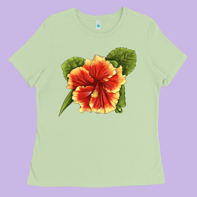 Hawaiian Hibiscus Flower Illustrations Ladies Tee Designed By Lillyallendesigns