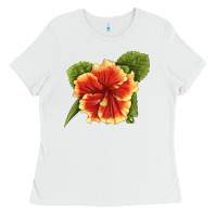 White Hawaiian Hibiscus Flower Illustrations Ladies Tee - LillyAllenDesigns