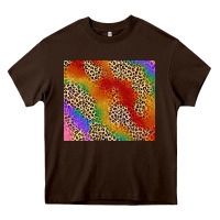 Chocolate Brown Pride rainbow leopard design Heavy Core Tee - FaDigitalArtStudio