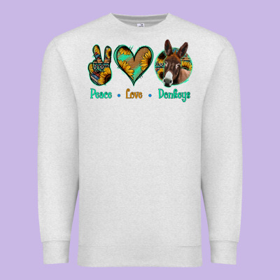 Peace Love Donkeys Premium Sweatshirt Designed By Jasminsmagicworld