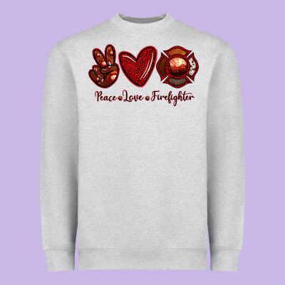 Peace Love Firefighter Heavyweight Sweatshirt Designed By Ranaportraitstore