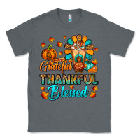 Charcoal Heather Grateful Thankful Blessed Thanksgiving Cold Drink Classic Tee - FaDigitalArtStudio