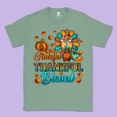 Grateful Thankful Blessed Thanksgiving Cold Drink Classic Tee Designed By Fadigitalartstudio