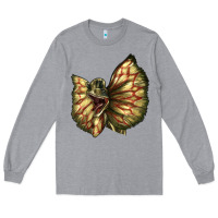 Heather Grey dilophosaurus face Long Sleeve Tee - LillyAllenDesigns
