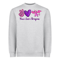 Heather Grey Peace Love Dragons Heavyweight Sweatshirt - RanaPortraitStore