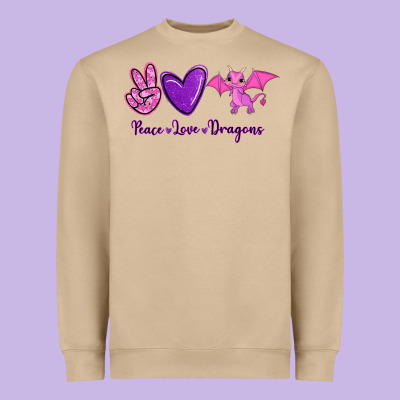 Peace Love Dragons Heavyweight Sweatshirt Designed By Ranaportraitstore