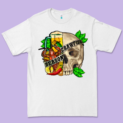 Skull Crawfish Season Premium Tee Designed By Fadigitalartstudio