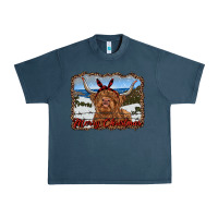 Midnight Navy merry christmas highland cow with farm Urban Heavy Tee - RanaPortraitStore