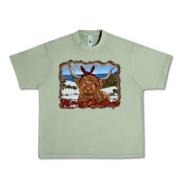 Oil Green merry christmas highland cow with farm Urban Heavy Tee - RanaPortraitStore