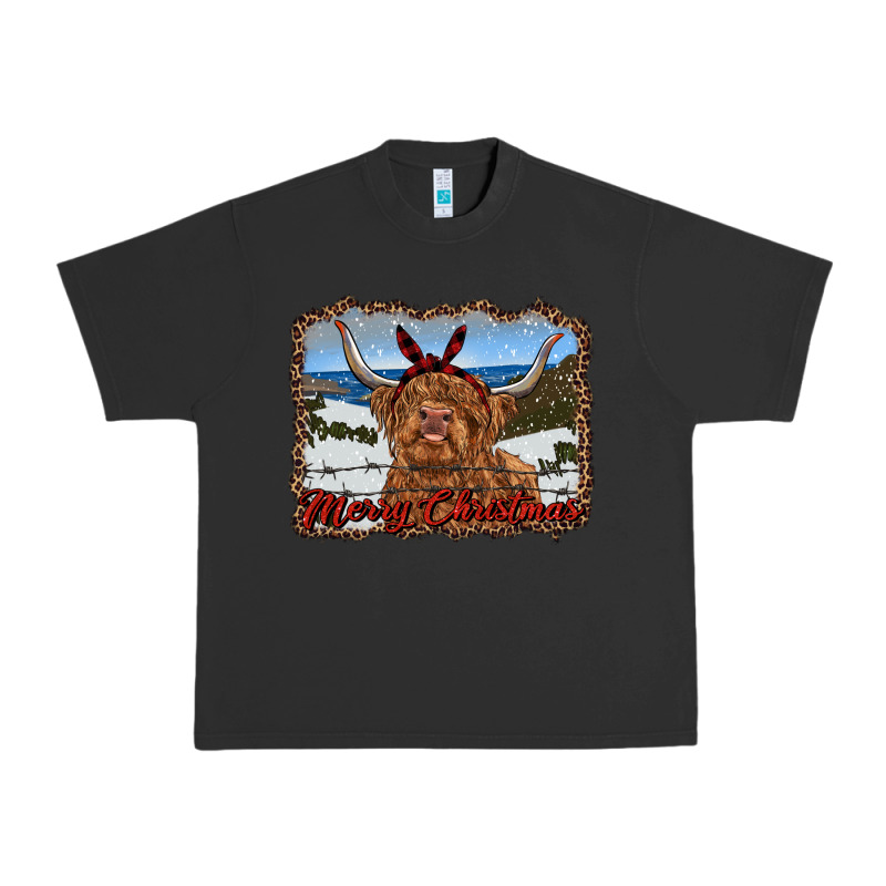 Merry Christmas Highland Cow With Farm Urban Heavy Tee by RanaPortraitStore | Teevron