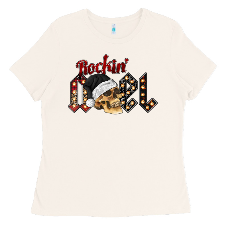 Rockin Noel Skull Ladies Tee by CowhideDigitalArt | Teevron
