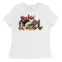 White rockin noel skull Ladies Tee - CowhideDigitalArt