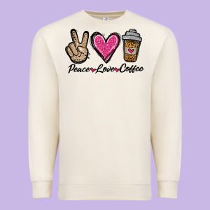 Peace Love Coffee Premium Sweatshirt Designed By Jasminsmagicworld