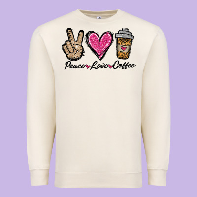 Peace Love Coffee Premium Sweatshirt Designed By Jasminsmagicworld