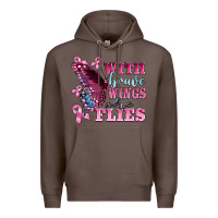 Coffee with brave wings she flies Premium Hoodie - BarkalooDesign