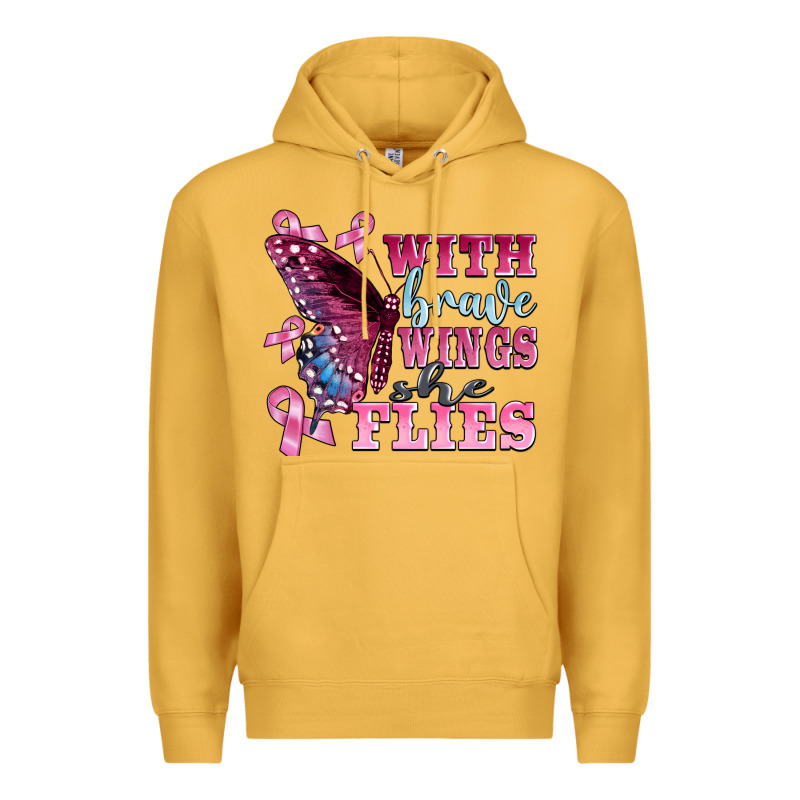 With Brave Wings She Flies Premium Hoodie by BarkalooDesign | Teevron