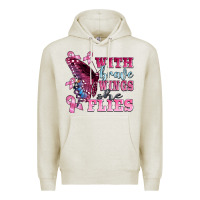 Oatmeal Heather with brave wings she flies Premium Hoodie - BarkalooDesign