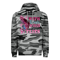 Slate Camo with brave wings she flies Premium Hoodie - BarkalooDesign