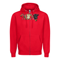 Red xoxo charolais and black angus Zipper Hoodie - RanaPortraitStore