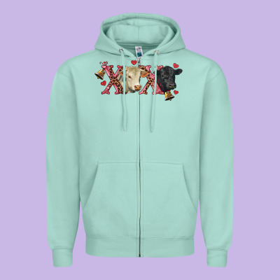 Xoxo Charolais And Black Angus Zipper Hoodie Designed By Ranaportraitstore