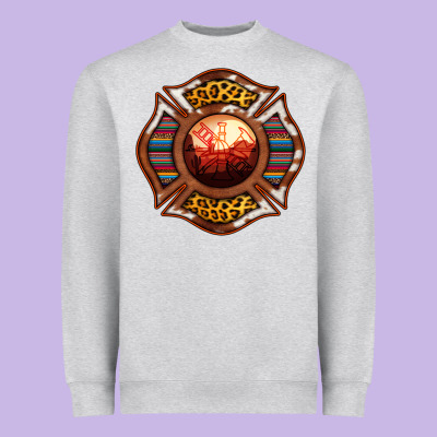 Western Firefighter Symbol Heavyweight Sweatshirt Designed By Ranaportraitstore