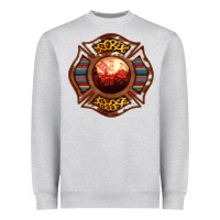 Heather Grey Western Firefighter Symbol Heavyweight Sweatshirt - RanaPortraitStore