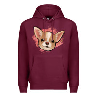 Burgundy chihuahua pink glitter Premium Hoodie - Jasminsmagicworld